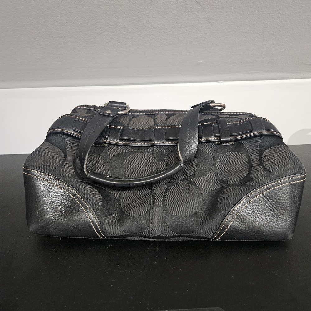 Vintage Coach Hampton Signature Python Stripe Sat… - image 3